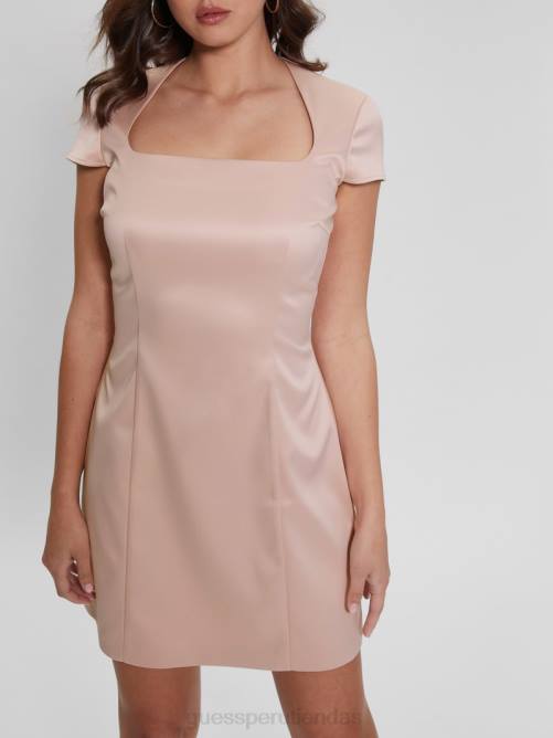 GUESS vestido de satén luna body icon mujer 0P8X298 muñeca rosa vestir