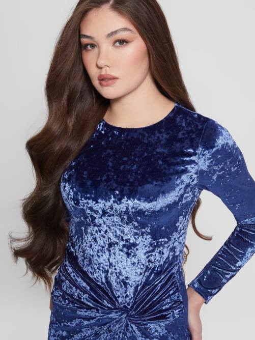 GUESS vestido de terciopelo sophie mujer 0P8X854 almirante azul vestir