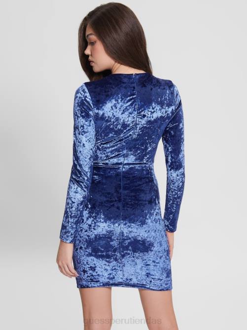 GUESS vestido de terciopelo sophie mujer 0P8X854 almirante azul vestir