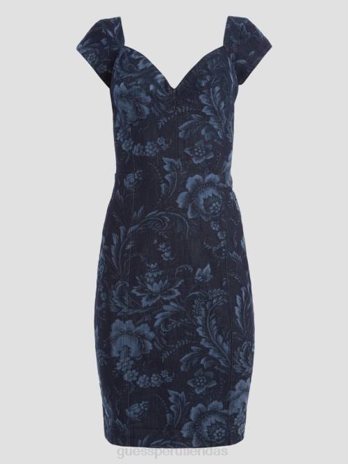 GUESS vestido denim eco adie mujer 0P8X292 impresión láser de flores silvestres vestir