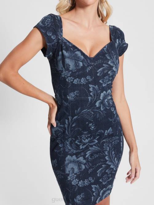 GUESS vestido denim eco adie mujer 0P8X292 impresión láser de flores silvestres vestir