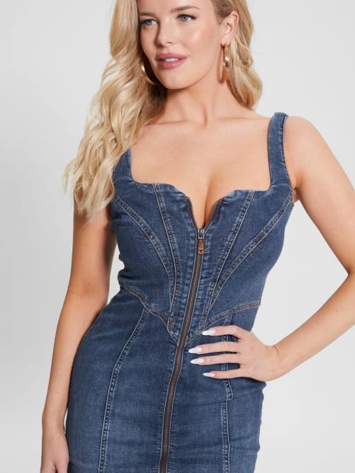 GUESS vestido denim eco lilamor mujer 0P8X206 carrie medio vestir