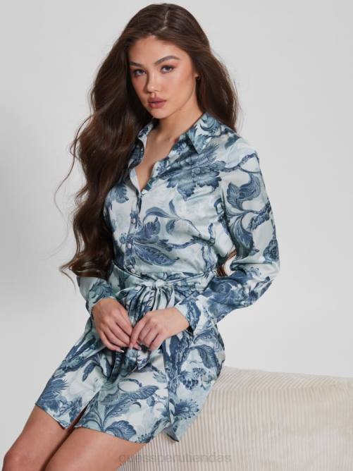 GUESS vestido eco alya estampado mujer 0P8X740 porcelana estampado floral bl vestir