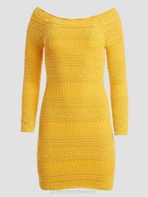 GUESS vestido eco amelie de crochet mujer 0P8X550 laguna amarilla vestir