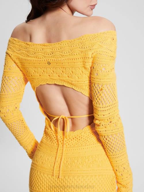 GUESS vestido eco amelie de crochet mujer 0P8X550 laguna amarilla vestir