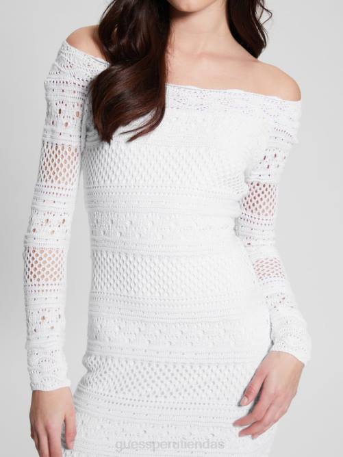 GUESS vestido eco amelie de crochet mujer 0P8X606 blanco puro vestir