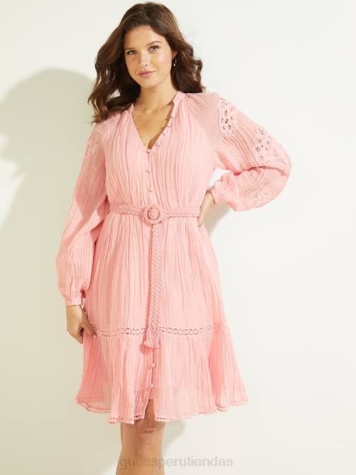GUESS vestido eco arita mujer 0P8X815 primer rubor rosa multi vestir