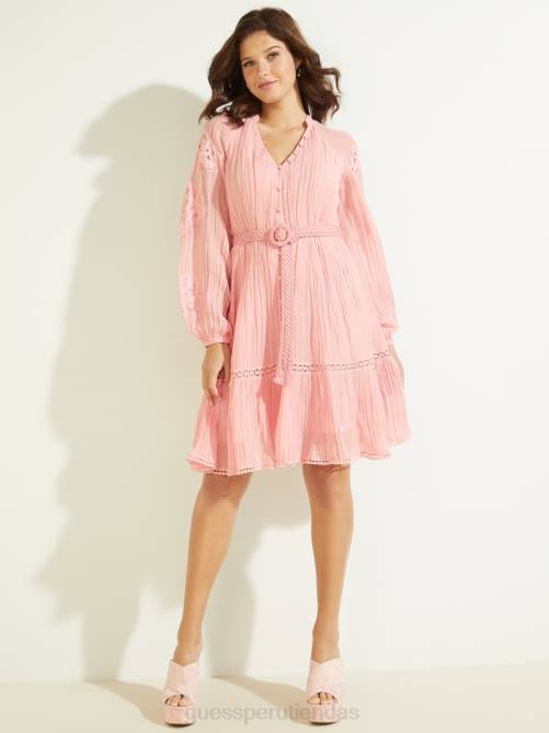 GUESS vestido eco arita mujer 0P8X815 primer rubor rosa multi vestir