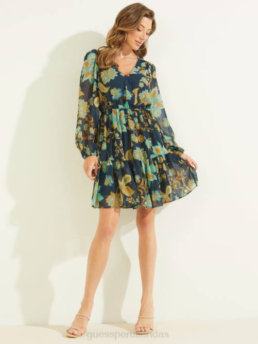 GUESS vestido eco cassandre mujer 0P8X733 impresión de niña de la naturaleza vestir