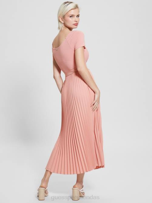 GUESS vestido eco erynn con cinturón mujer 0P8X294 rosa de verano vestir