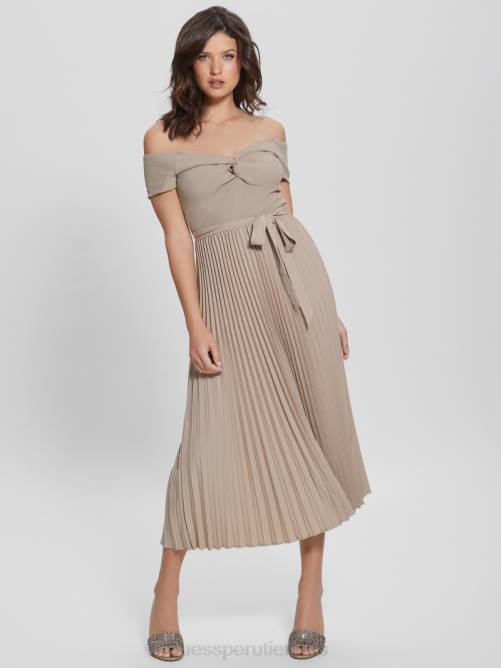 GUESS vestido eco erynn con cinturón mujer 0P8X302 arcilla de verano vestir