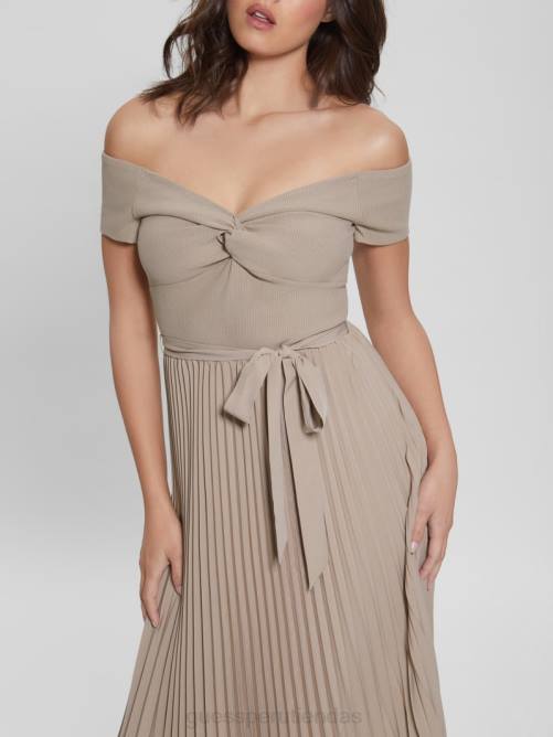 GUESS vestido eco erynn con cinturón mujer 0P8X302 arcilla de verano vestir
