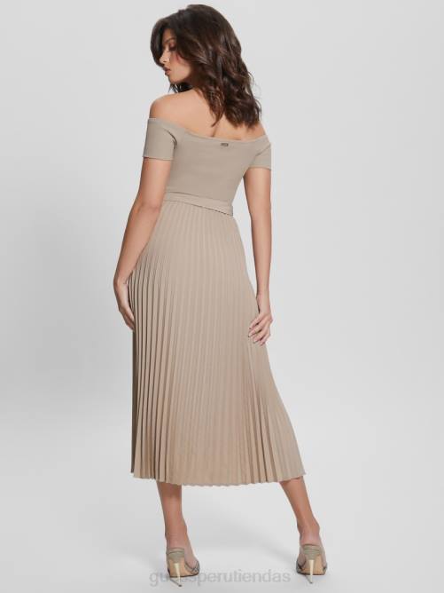 GUESS vestido eco erynn con cinturón mujer 0P8X302 arcilla de verano vestir