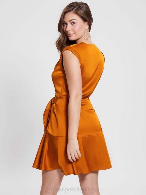 GUESS vestido eco marlene satinado mujer 0P8X378 floración de otoño vestir