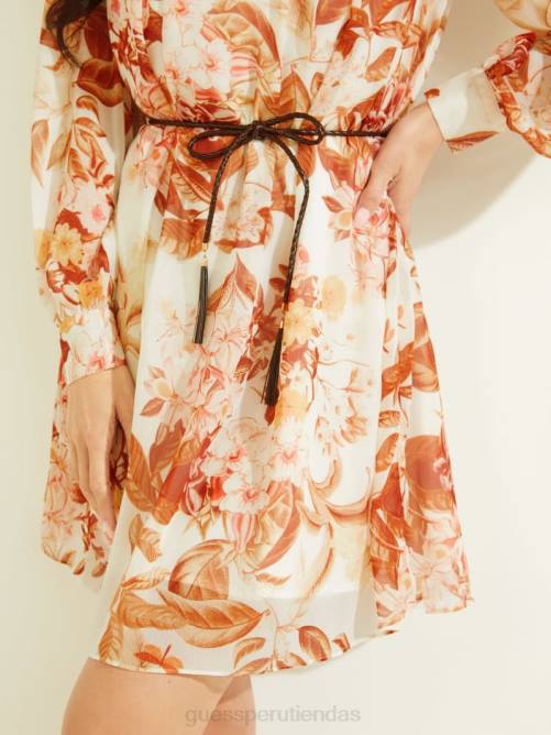 GUESS vestido eco morgane mujer 0P8X667 estampado floral bosque blanco vestir