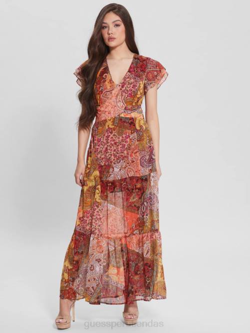 GUESS vestido eco paisley vera mujer 0P8X838 estampado de campos paisley vestir