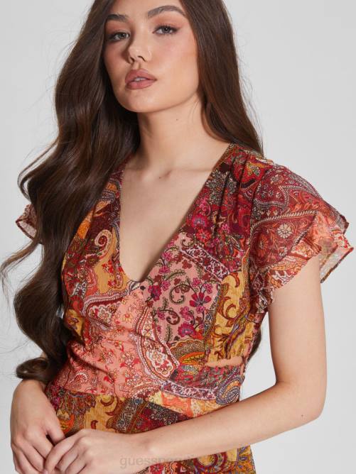 GUESS vestido eco paisley vera mujer 0P8X838 estampado de campos paisley vestir