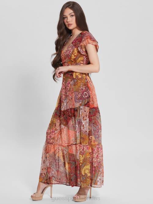 GUESS vestido eco paisley vera mujer 0P8X838 estampado de campos paisley vestir
