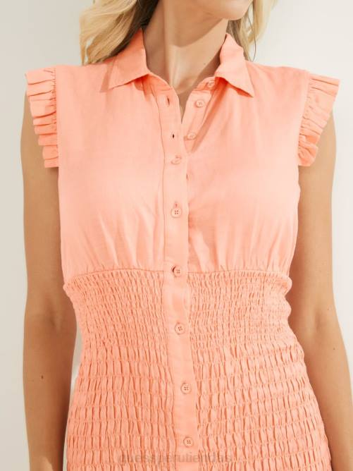 GUESS vestido eco teodora mujer 0P8X915 crema de durazno vestir