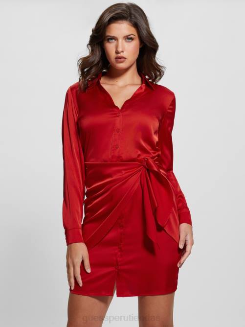 GUESS vestido ecológico alya mujer 0P8X322 hoguera roja vestir