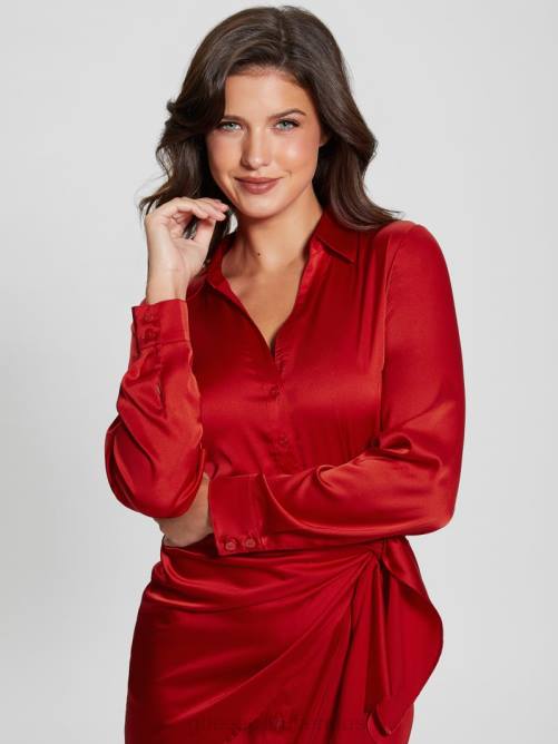 GUESS vestido ecológico alya mujer 0P8X322 hoguera roja vestir