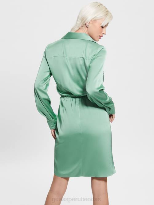 GUESS vestido ecológico alya mujer 0P8X459 verde vital vestir