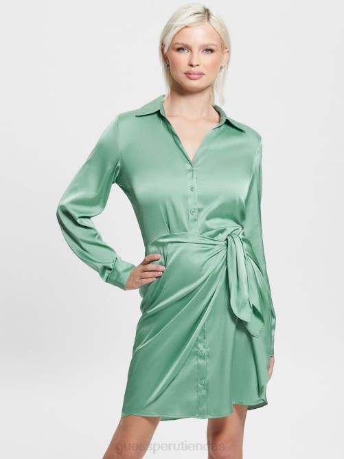 GUESS vestido ecológico alya mujer 0P8X459 verde vital vestir