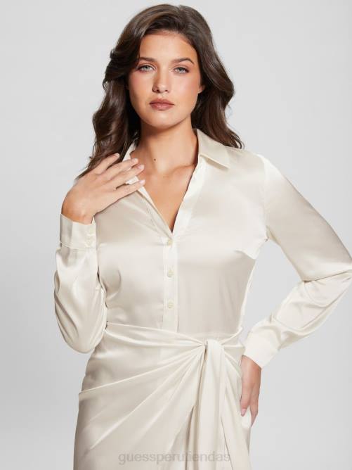 GUESS vestido ecológico alya mujer 0P8X584 blanco crema vestir