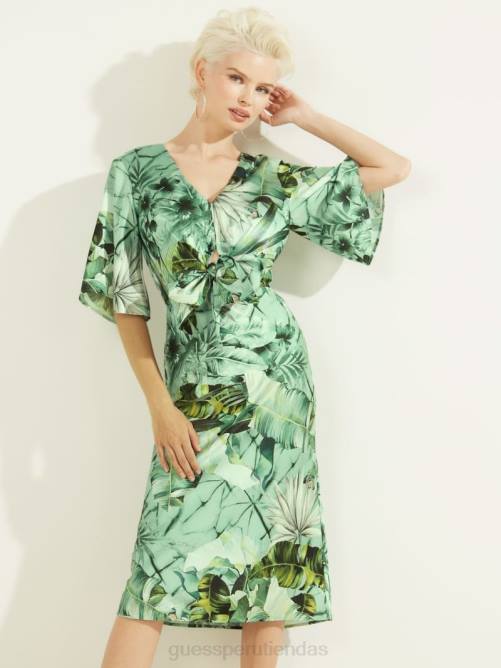 GUESS vestido ecológico ariel mujer 0P8X841 estampado de hoja de plátano vestir