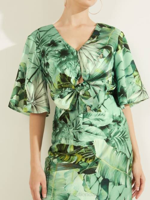 GUESS vestido ecológico ariel mujer 0P8X841 estampado de hoja de plátano vestir