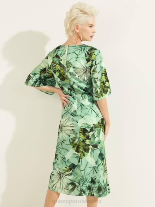 GUESS vestido ecológico ariel mujer 0P8X841 estampado de hoja de plátano vestir