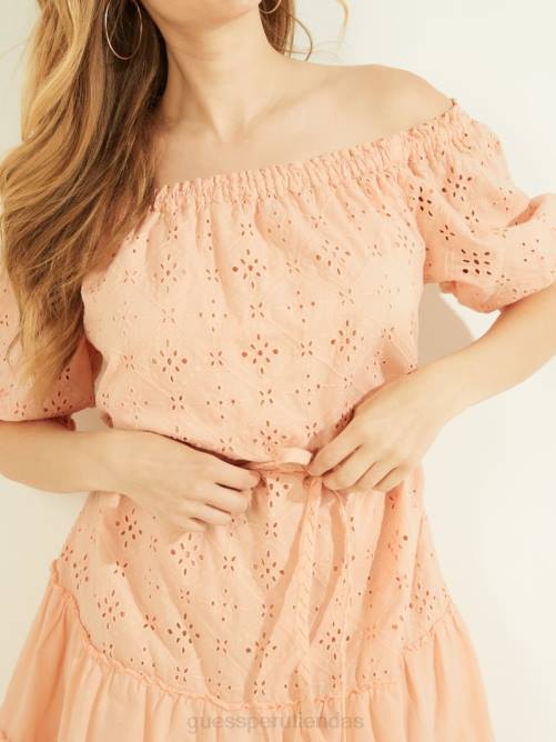 GUESS vestido eden con hombros descubiertos mujer 0P8X916 melocotón toque multi vestir