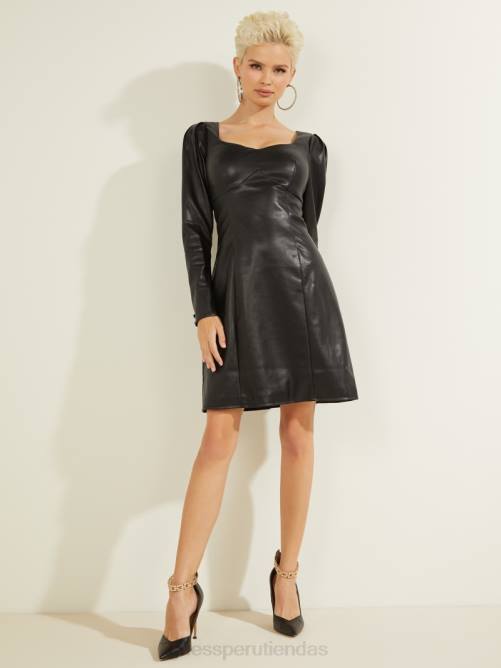GUESS vestido elena de piel sintética mujer 0P8X765 negro vestir