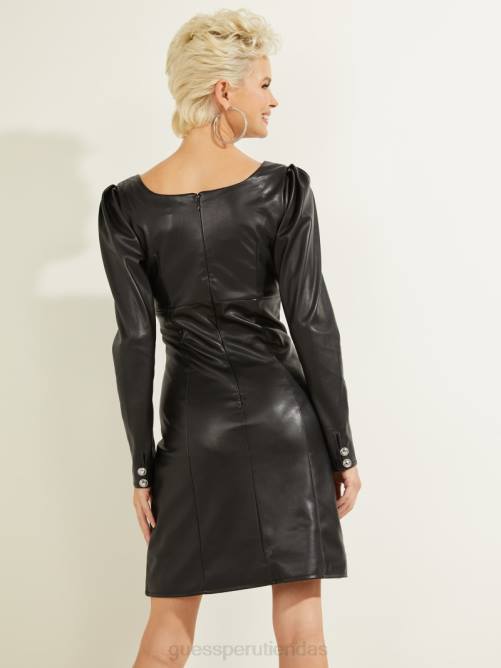 GUESS vestido elena de piel sintética mujer 0P8X765 negro vestir