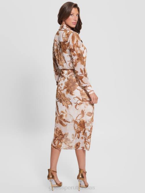 GUESS vestido estampado eco lama mujer 0P8X832 porcelana estampado floral br vestir