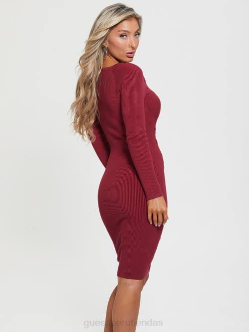 GUESS vestido estilo suéter eco margot mujer 0P8X596 jugo de remolacha rojo vestir