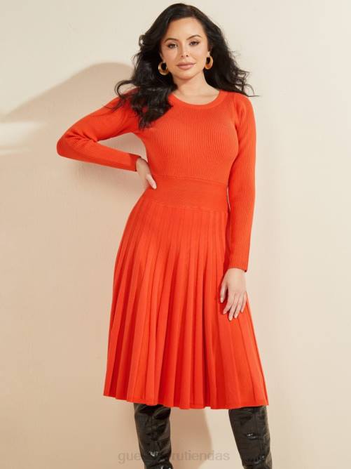 GUESS vestido estilo suéter largo de onda mujer 0P8X901 ocre juguetón vestir