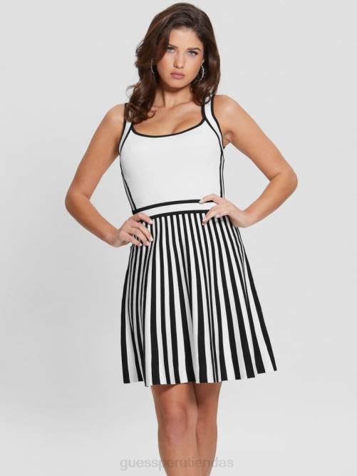 GUESS vestido estilo suéter náutico mirage mujer 0P8X846 blanco paloma/negro azabache vestir