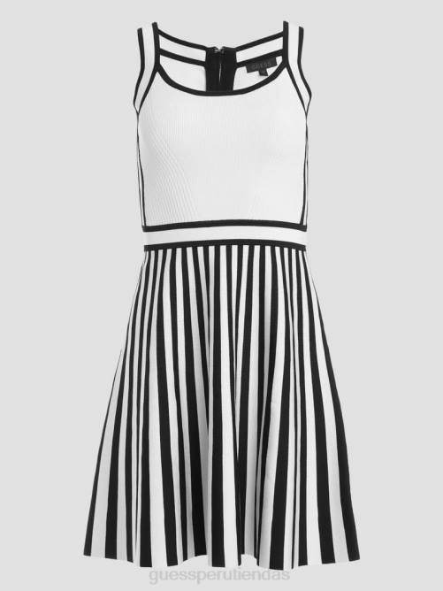 GUESS vestido estilo suéter náutico mirage mujer 0P8X846 blanco paloma/negro azabache vestir