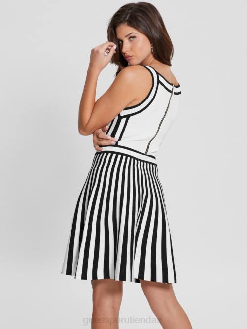 GUESS vestido estilo suéter náutico mirage mujer 0P8X846 blanco paloma/negro azabache vestir
