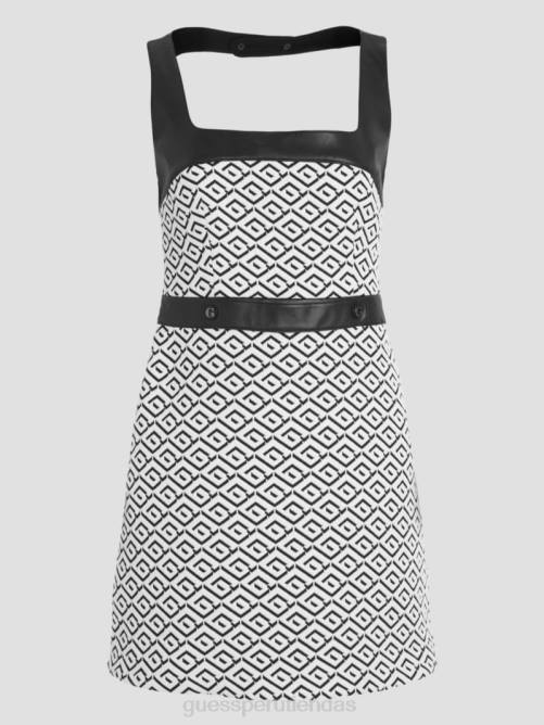 GUESS vestido geométrico adele mujer 0P8X684 logotipo geo jqd blanco/negro vestir