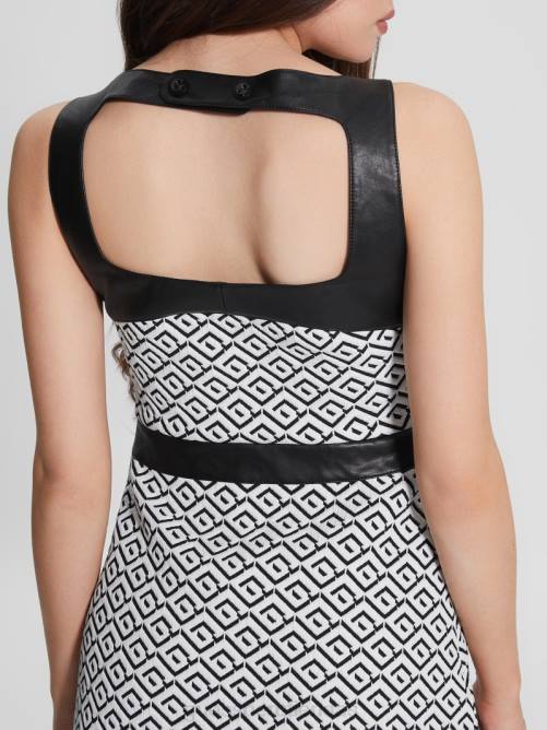 GUESS vestido geométrico adele mujer 0P8X684 logotipo geo jqd blanco/negro vestir