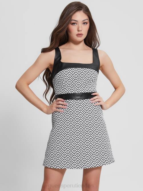 GUESS vestido geométrico adele mujer 0P8X684 logotipo geo jqd blanco/negro vestir