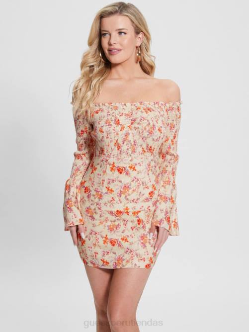 GUESS vestido hailey ecológico con hombros descubiertos mujer 0P8X387 catalina mini flores vestir