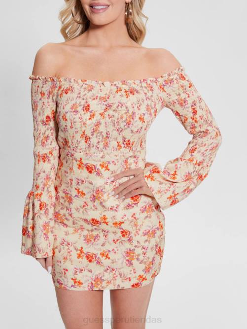 GUESS vestido hailey ecológico con hombros descubiertos mujer 0P8X387 catalina mini flores vestir