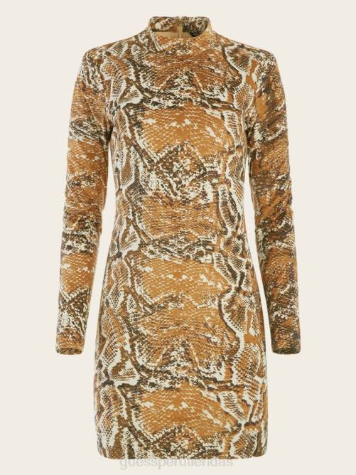 GUESS vestido hudson con estampado de piel de serpiente mujer 0P8X708 impresión de piel secreta vestir