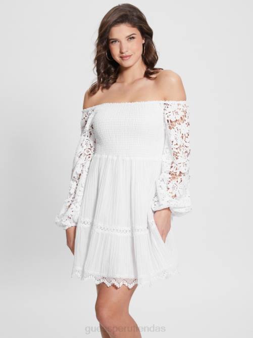 GUESS vestido katerina ecológico con hombros descubiertos mujer 0P8X454 blanco puro vestir
