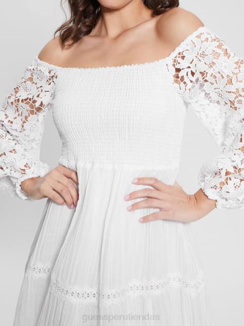 GUESS vestido katerina ecológico con hombros descubiertos mujer 0P8X454 blanco puro vestir