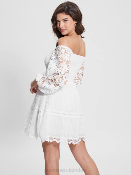 GUESS vestido katerina ecológico con hombros descubiertos mujer 0P8X454 blanco puro vestir