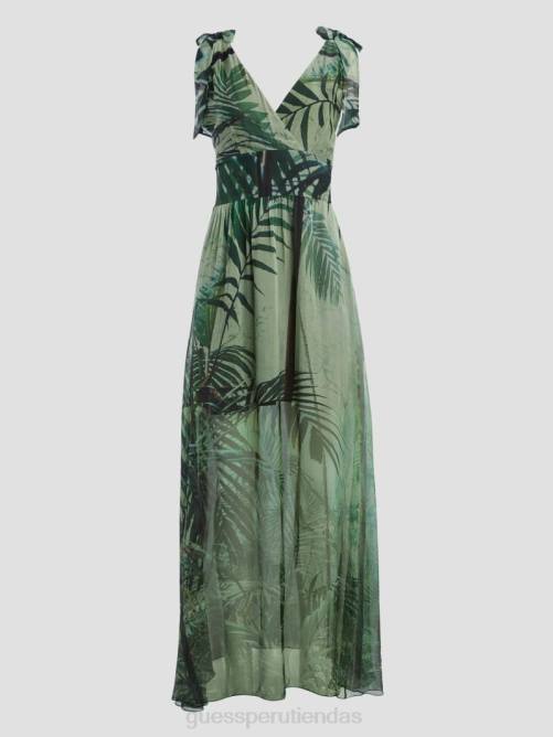 GUESS vestido largo Venus fruncido mujer 0P8X607 selva tropical vestir